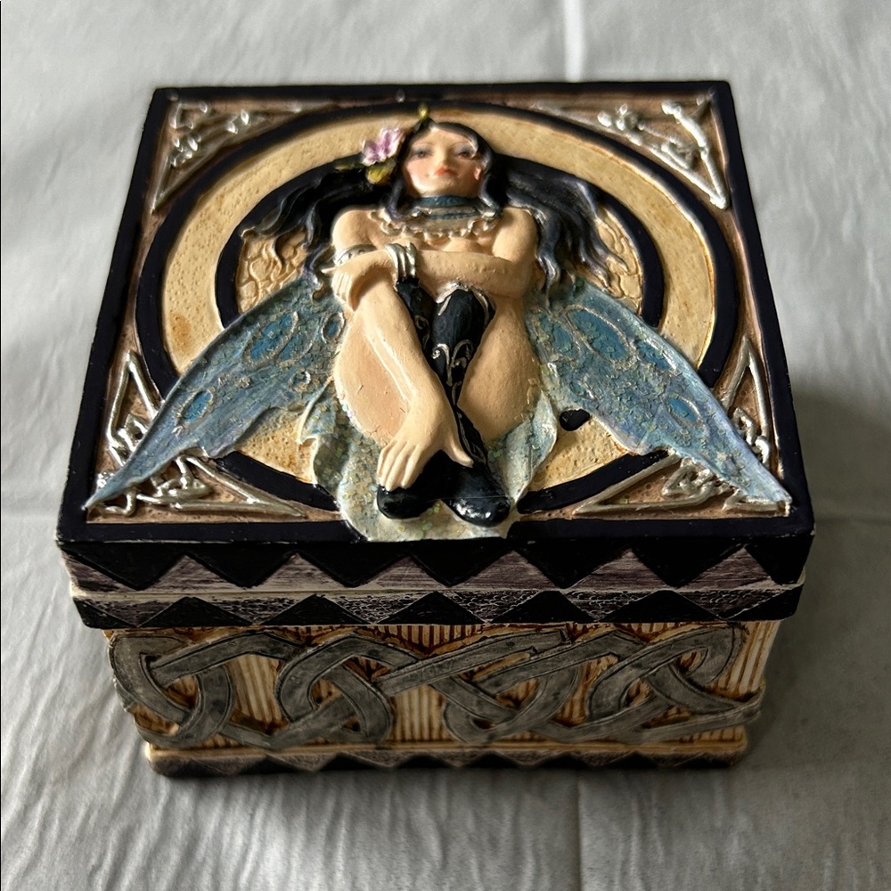 Fairy Trinket Box with Blue Wings